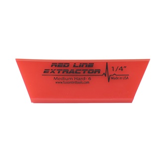 Fusion Red Line Extractor 1/4” thick squeegee blade, 12,5 cm long, durometer 95, single bevel, cropped