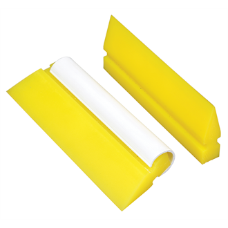 5 1/2” Yellow Turbo Squeegee with a white PVC handle